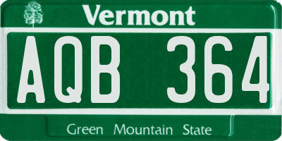 VT license plate AQB364
