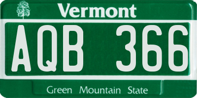 VT license plate AQB366
