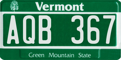 VT license plate AQB367