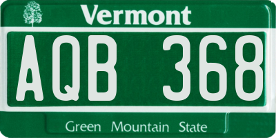 VT license plate AQB368