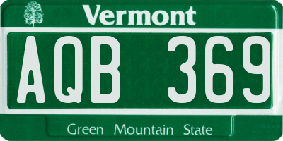 VT license plate AQB369