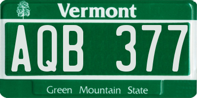 VT license plate AQB377