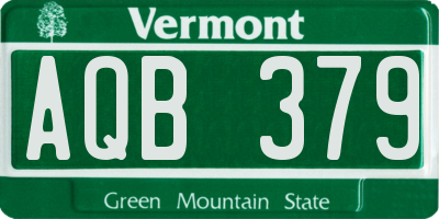 VT license plate AQB379