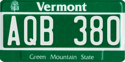 VT license plate AQB380