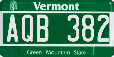 VT license plate AQB382