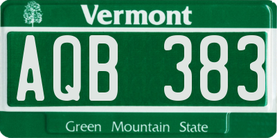 VT license plate AQB383