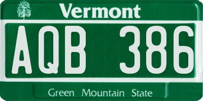 VT license plate AQB386