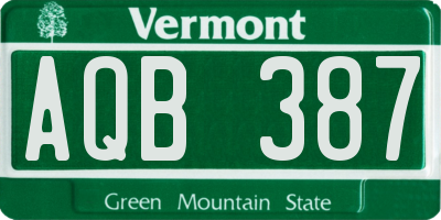 VT license plate AQB387