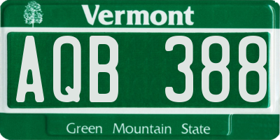 VT license plate AQB388