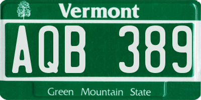 VT license plate AQB389