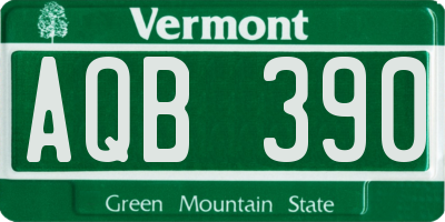 VT license plate AQB390