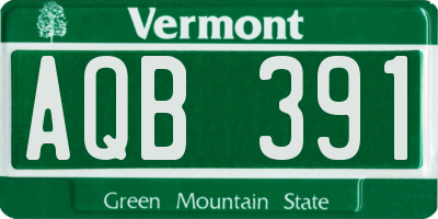 VT license plate AQB391