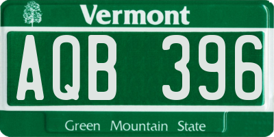 VT license plate AQB396