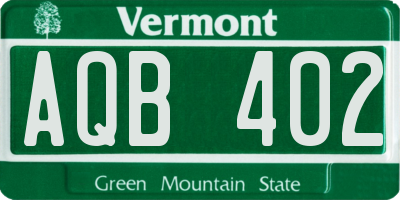 VT license plate AQB402