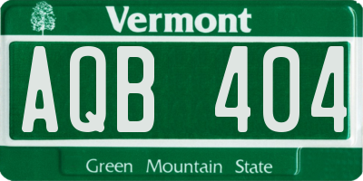 VT license plate AQB404