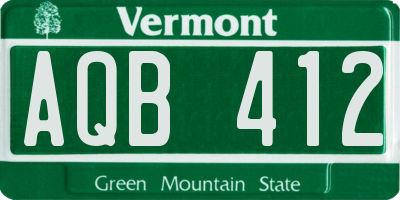 VT license plate AQB412