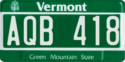 VT license plate AQB418
