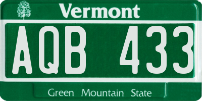 VT license plate AQB433