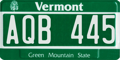 VT license plate AQB445