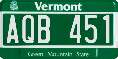 VT license plate AQB451