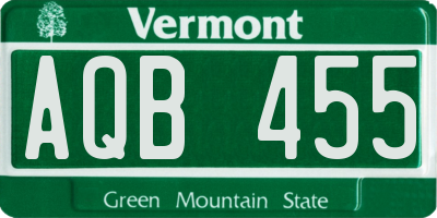 VT license plate AQB455