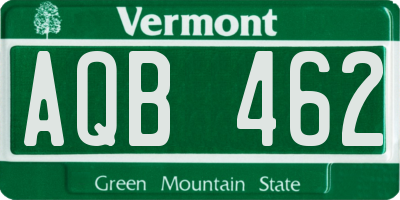VT license plate AQB462