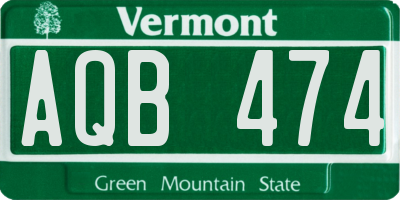 VT license plate AQB474