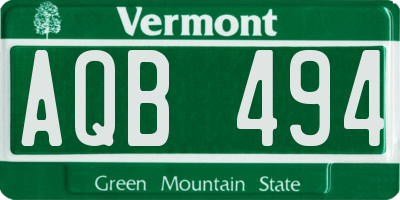 VT license plate AQB494
