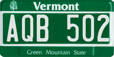 VT license plate AQB502