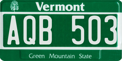 VT license plate AQB503