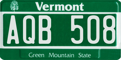VT license plate AQB508