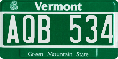 VT license plate AQB534