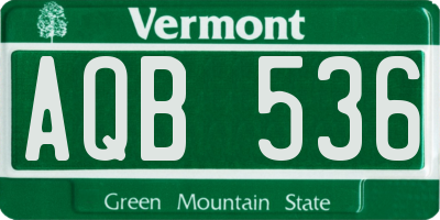 VT license plate AQB536