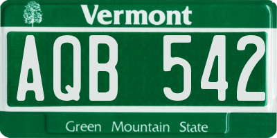 VT license plate AQB542