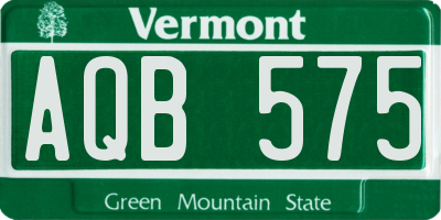 VT license plate AQB575