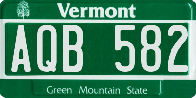 VT license plate AQB582