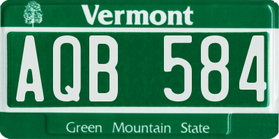 VT license plate AQB584