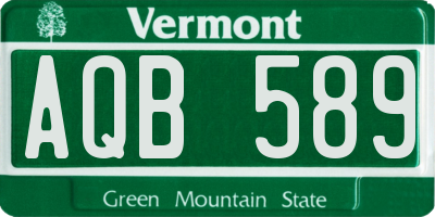 VT license plate AQB589