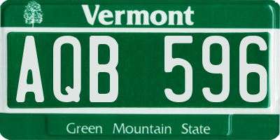 VT license plate AQB596