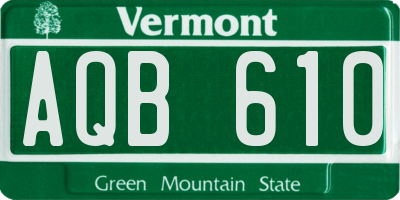 VT license plate AQB610