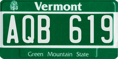 VT license plate AQB619