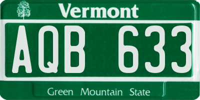 VT license plate AQB633