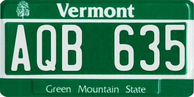 VT license plate AQB635