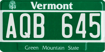 VT license plate AQB645