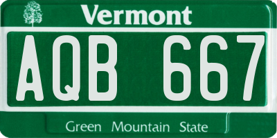 VT license plate AQB667