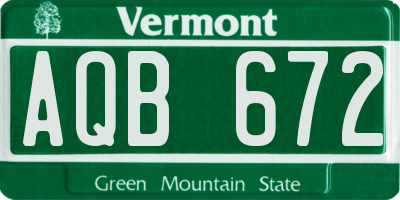 VT license plate AQB672