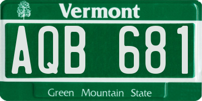 VT license plate AQB681