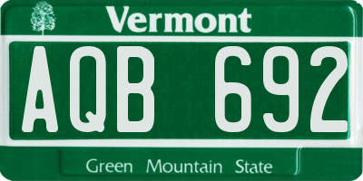 VT license plate AQB692