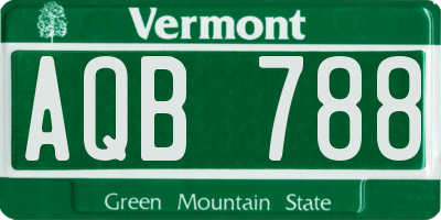 VT license plate AQB788