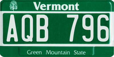 VT license plate AQB796